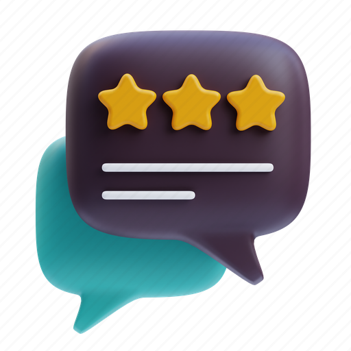 Feedback, review, rating, star, bubble-chat, comment, customer 3D illustration - Download on Iconfinder