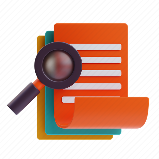 Search, document, paper, magnifier, file, magnifying, searching 3D illustration - Download on Iconfinder