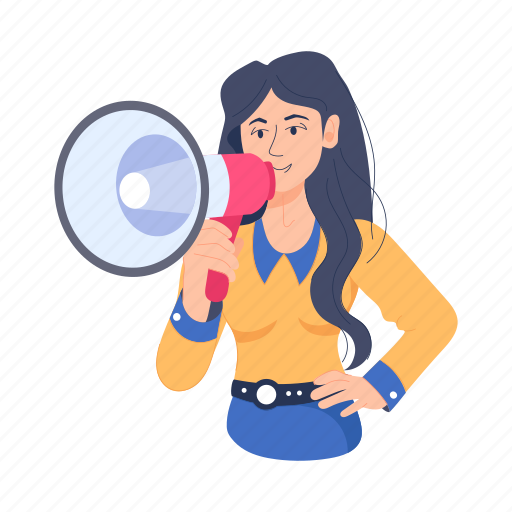 Girl advertising, girl promoting, girl marketing, office announcement, job announcement icon - Download on Iconfinder