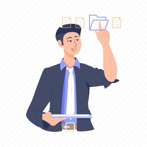 File management, office files, office documents, office manager, office employee illustration - Download on Iconfinder