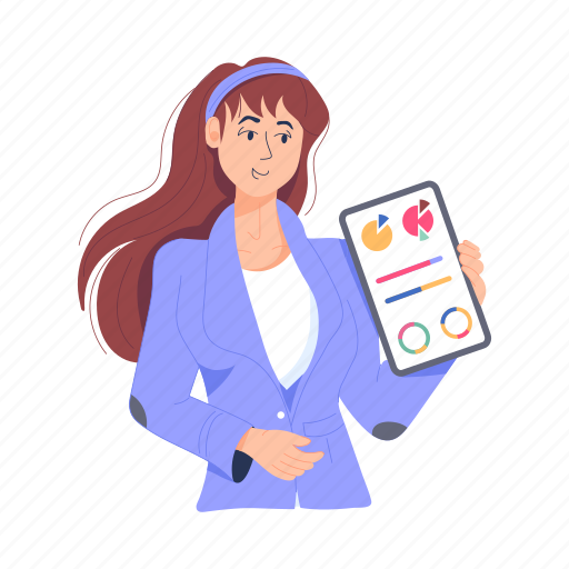 Analytical report, statistical report, business report, annual report, office employee illustration - Download on Iconfinder