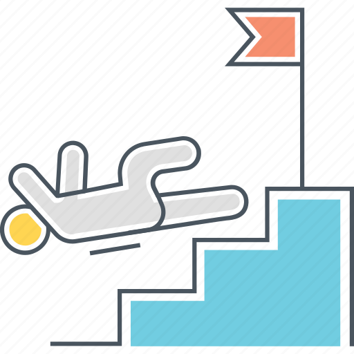 Fail, business failure, failure, fall, fell, fell down, stairs icon - Download on Iconfinder