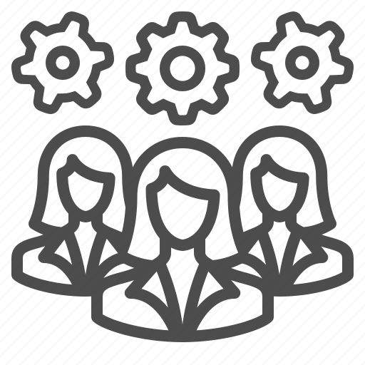 Brainstorm, cogs, gears, team, thinking, women icon - Download on Iconfinder