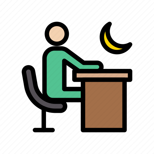 Desk, employee, night, office, working icon - Download on Iconfinder