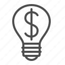 creativity, dollar, idea, inspiration, light bulb