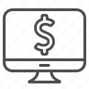 computer, dollar, monitor, online banking, online shopping, price, screen 
