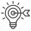 arrow, creativity, idea, inspiration, light bulb, marketing, target 