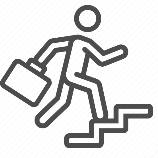 Briefcase, businessman, career, climbing, job, man, stairs icon - Download on Iconfinder