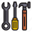 wrench, screwdriver, equipment, service, maintenance, construction and tools 