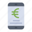 euro, mobile, online, payment, shopping 