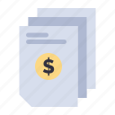 document, dollar, file, invoice, money