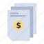 document, dollar, file, invoice, money 