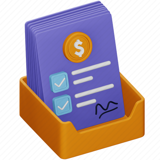 Business, files, documents, money, office, archive, tray 3D illustration - Download on Iconfinder