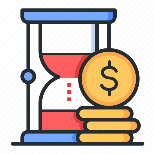Hourglass, coins, rational, time is money icon - Download on Iconfinder