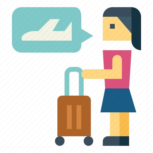 Businesswoman, flight, luggage, plane, woman icon - Download on Iconfinder