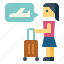 businesswoman, flight, luggage, plane, woman 