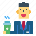 businessman, coffee, drink, man, suit 
