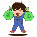 businessman, jumping, happily, avatar, business, employee, worker, money, profit