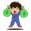businessman, jumping, happily, avatar, business, employee, worker, money, profit 