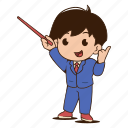 businessman, pointing, stick, avatar, business, employee, worker, character, presentation
