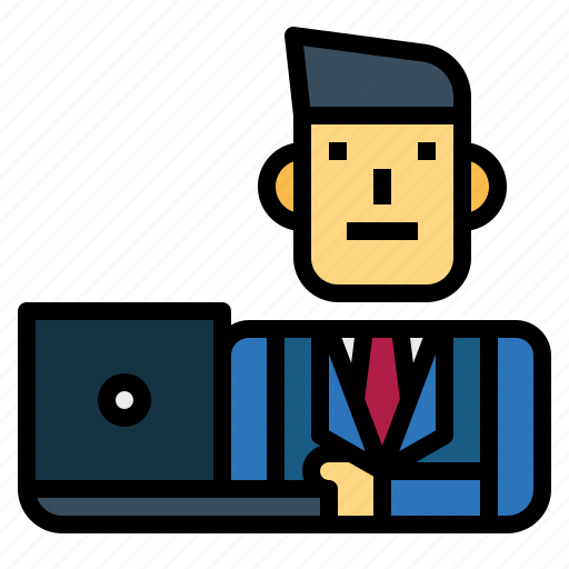 Businessman, laptop, man, suit, working icon - Download on Iconfinder