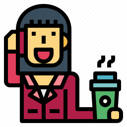 Businesswoman, call, coffee, suit, woman icon - Download on Iconfinder
