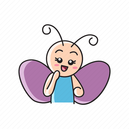 Animal, butterfly, cartoon, cute, expression, greetings, illustration icon - Download on Iconfinder