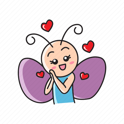 Animal, butterfly, cartoon, cute, expression, illustration, love icon - Download on Iconfinder