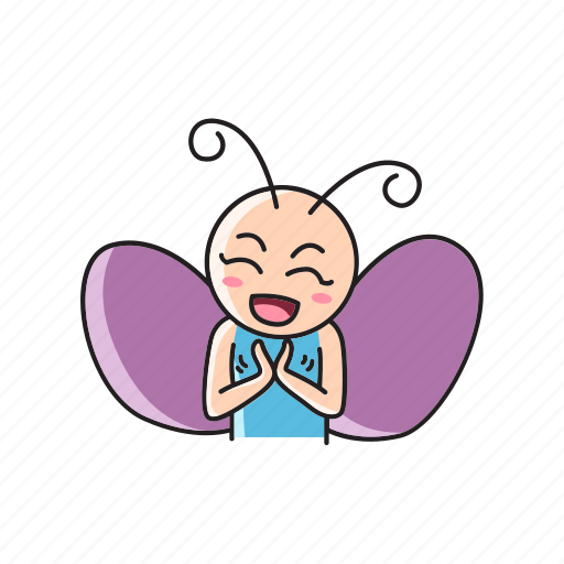 Animal, butterfly, cartoon, cute, expression, happy, illustration icon - Download on Iconfinder