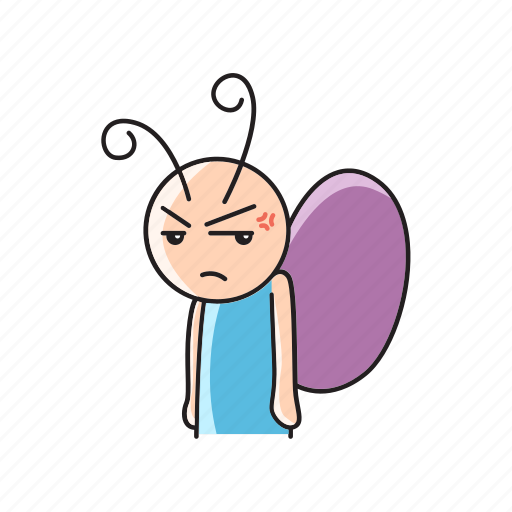 Angry, animal, butterfly, cartoon, cute, expression, illustration icon - Download on Iconfinder