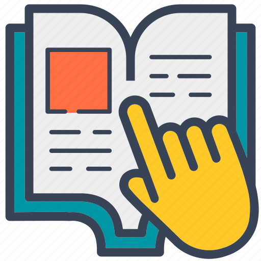 Book, browse, education, hand, read, recipie, school icon - Download on Iconfinder