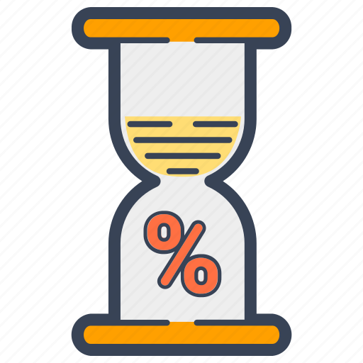 Delivery, discount, hour, percent, sand clock, time icon - Download on Iconfinder