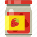 food, fruit jam, jam, jar, jelly, strawberry, sweet