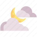 cloudy, forecast, moon, night, sky, weather