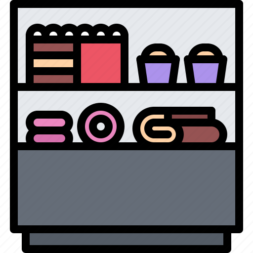 Cafe, cake, donut, food, lunch, rack, restaurant icon - Download on Iconfinder