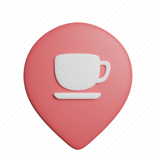Cafe, location, front, pin, gps, map 3D illustration - Download on Iconfinder