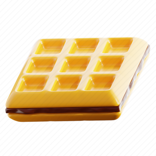 Waffle, cake, delicious, sweet, sugar 3D illustration - Download on Iconfinder
