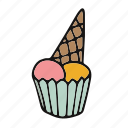 cake, cone, cupcake, ice, icecream, pastry