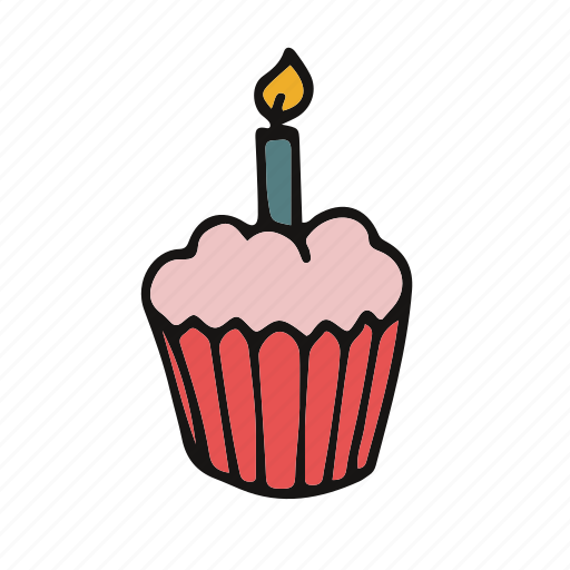 Cake, candle, cupcake, party, pastry, pink icon - Download on Iconfinder
