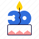 cake, pie, candles, restaurant, birthday, holiday, anniversary, date, thirty