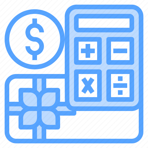 Accounting, calculator, finance, gift, management, present, voucher icon - Download on Iconfinder
