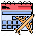 flight, airplane, date, calendar, travel, time, schedule, booking