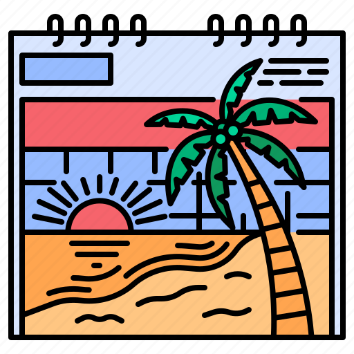 Summer, season, holiday, vacations, calendar, sun, coconut icon - Download on Iconfinder