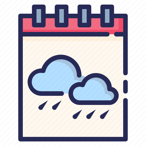 Calendar, rain, rainy, season, wind icon - Download on Iconfinder