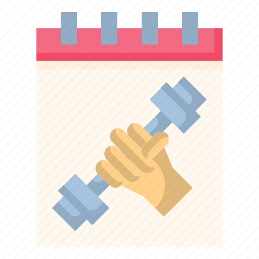 Calendar, dumbbells, exercise, training, weight icon - Download on Iconfinder