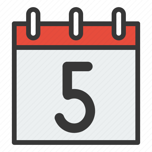 Calendar, date, day, five, schedule icon - Download on Iconfinder
