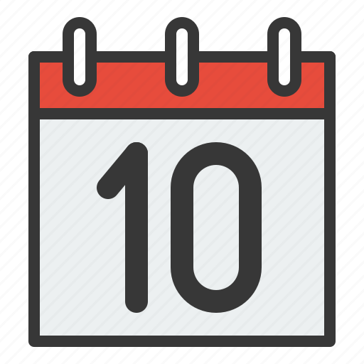 Calendar, date, day, schedule, ten icon - Download on Iconfinder