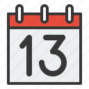 calendar, date, day, schedule, thirteen