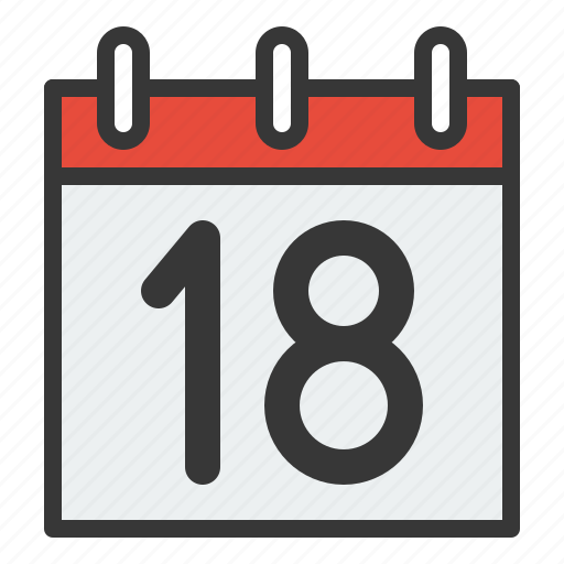 Calendar, date, day, eighteen, schedule icon - Download on Iconfinder