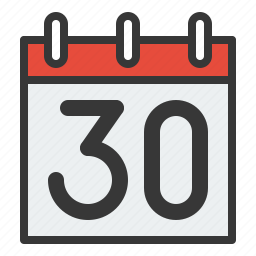 Calendar, date, day, schedule, thirty icon Download on Iconfinder
